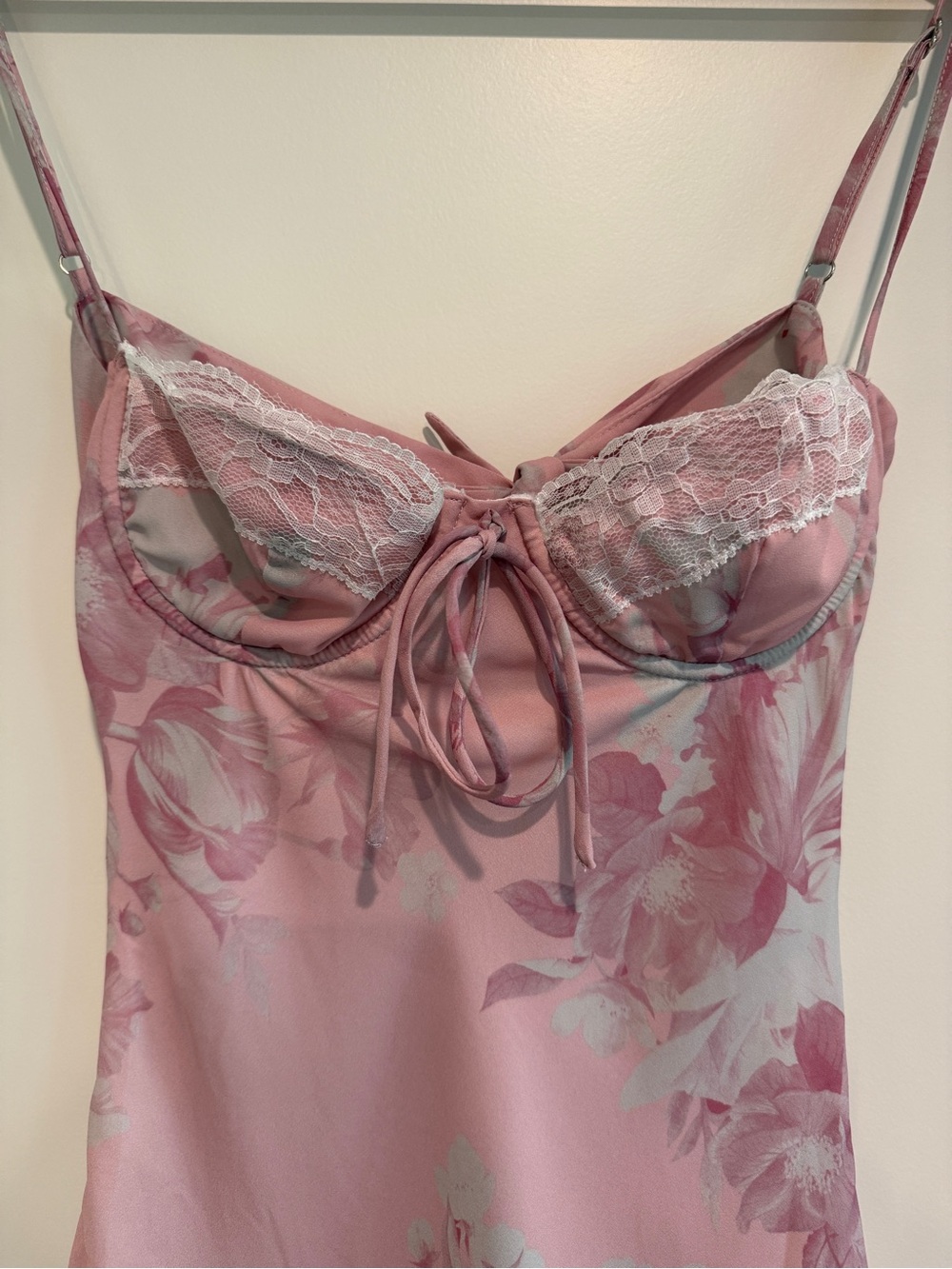 Princess Polly Pink Floral Lace Trim Mini Dress - Picture 2 of 4